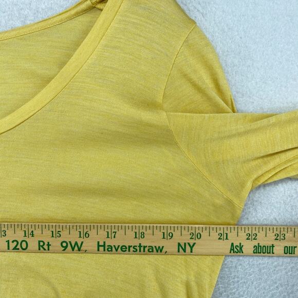 EILEEN FISHER Top M Silk Cotton Jersey Scoop Neck 3/4 Sleeve Basic Yellow - Picture 8 of 12